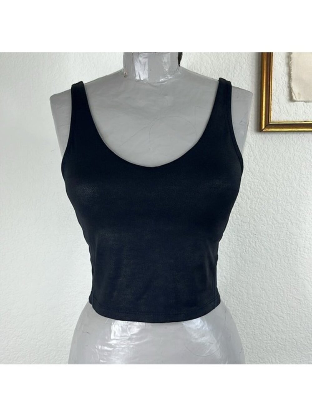 FP Movement Cropped Leatherette V Neck Low Back Tank Top Bralette